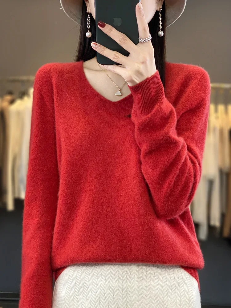 Valenzora | Damen Kaschmir Pullover, Eleganter V-Ausschnitt, Weich & Bequem