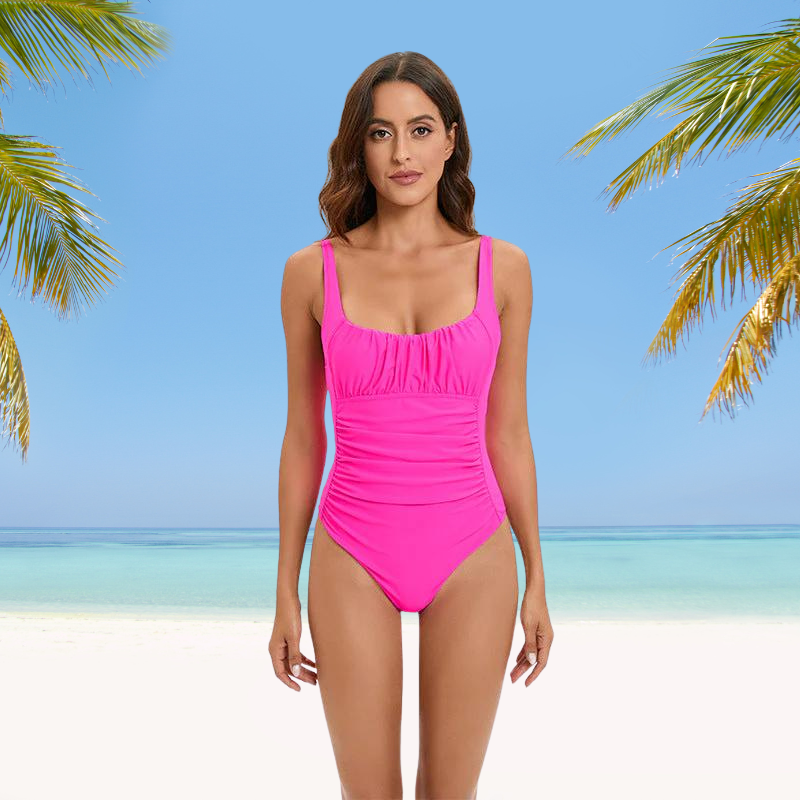 Breathable Valenzora tankini with red-lined print