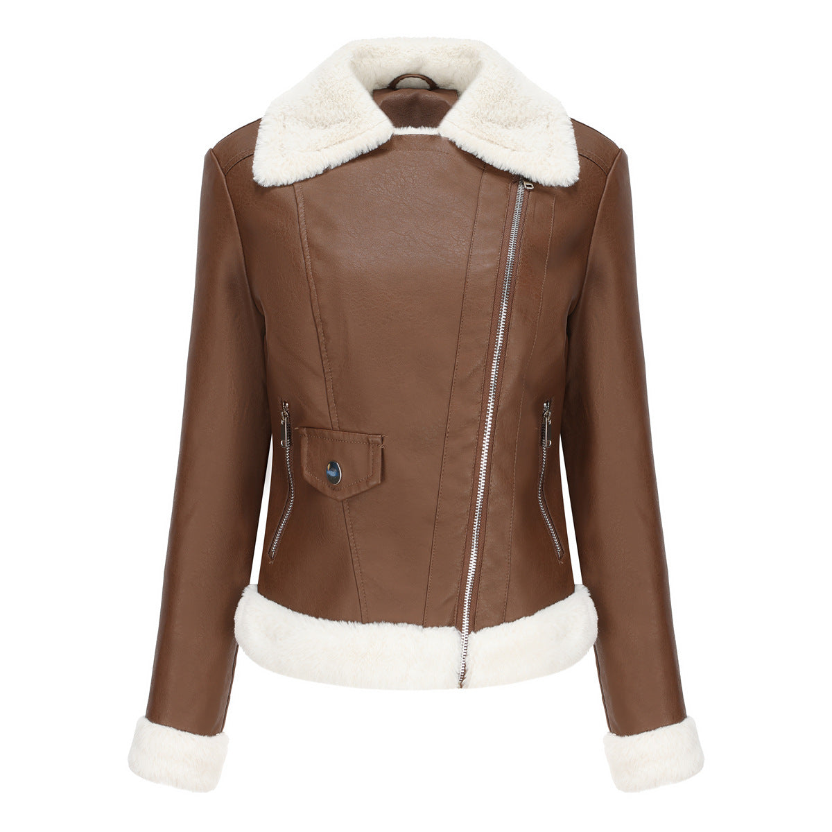Valenzora | Winter leather jacket with fleece lining