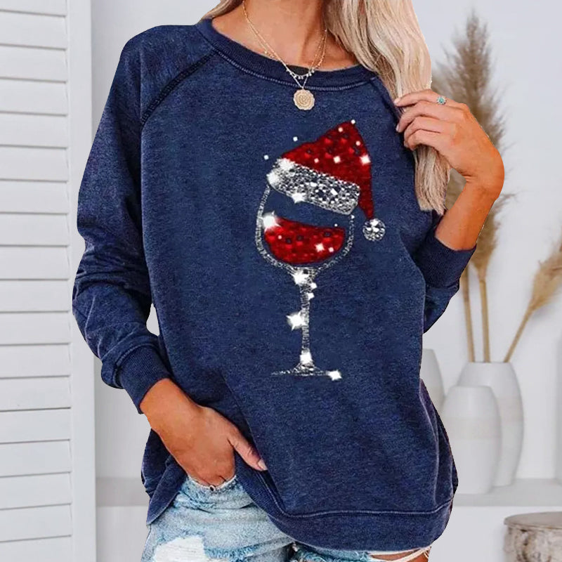 Valenzora | Festive Cheers Wine Glass Sweatshirt