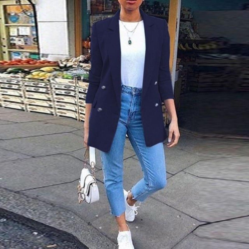 Valenzora | Damen Blazer Eleganter Longblazer mit 3/4 Ärmeln, Ideal für Business-Looks