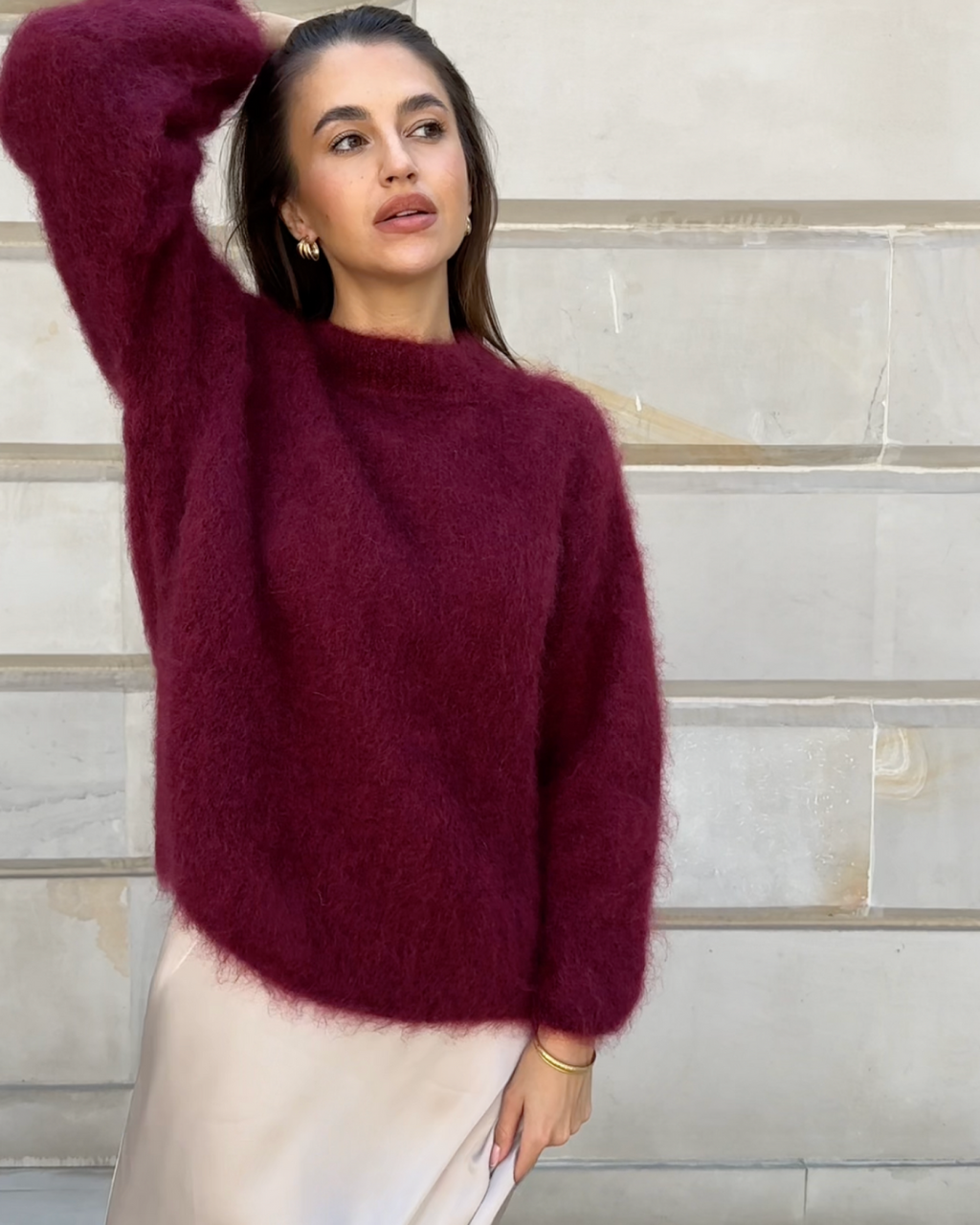 Valenzora | Pullover aus Mohair-Mischgewebe mit Rundhalsausschnitt