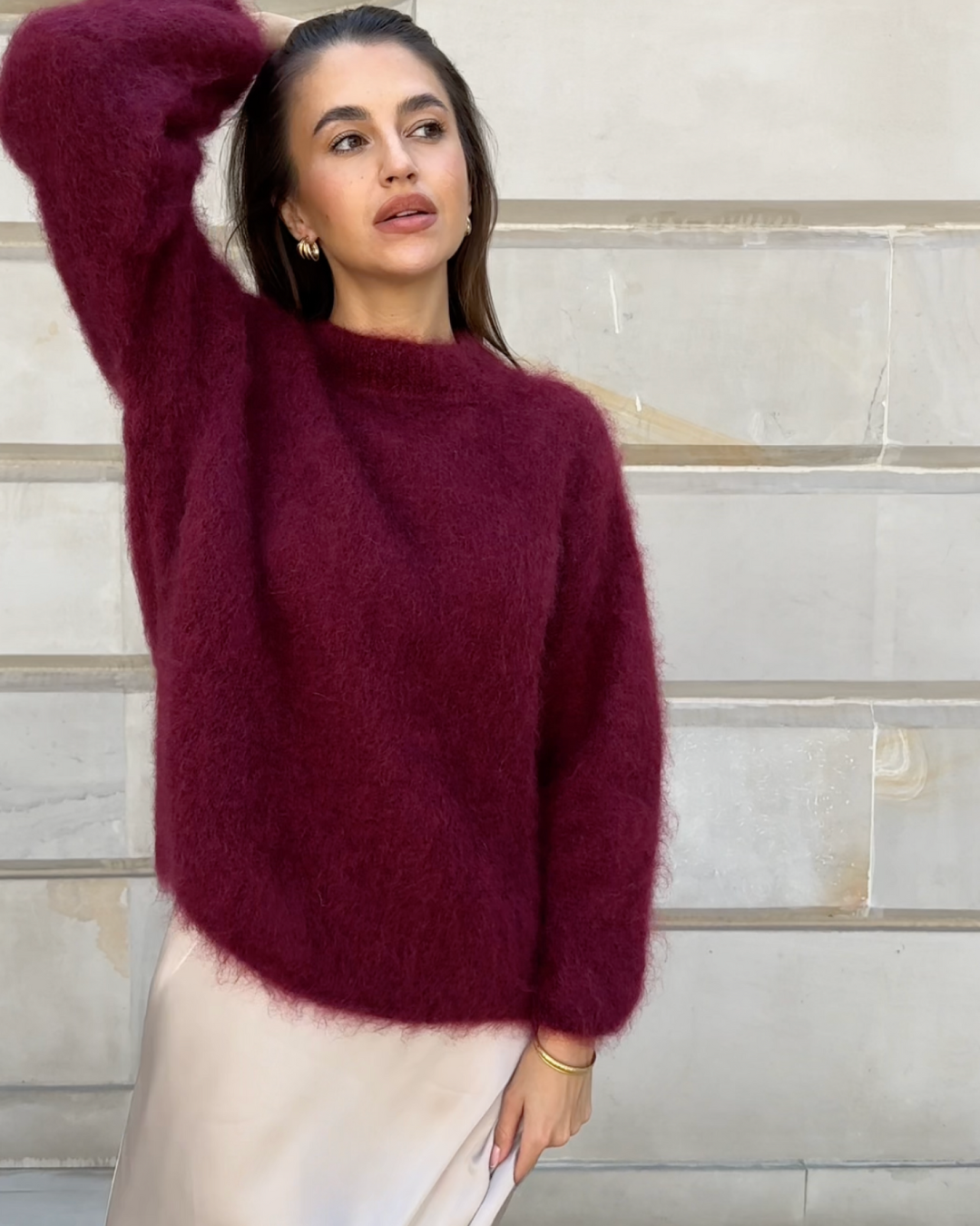 Valenzora | Pullover aus Mohair-Mischgewebe mit Rundhalsausschnitt