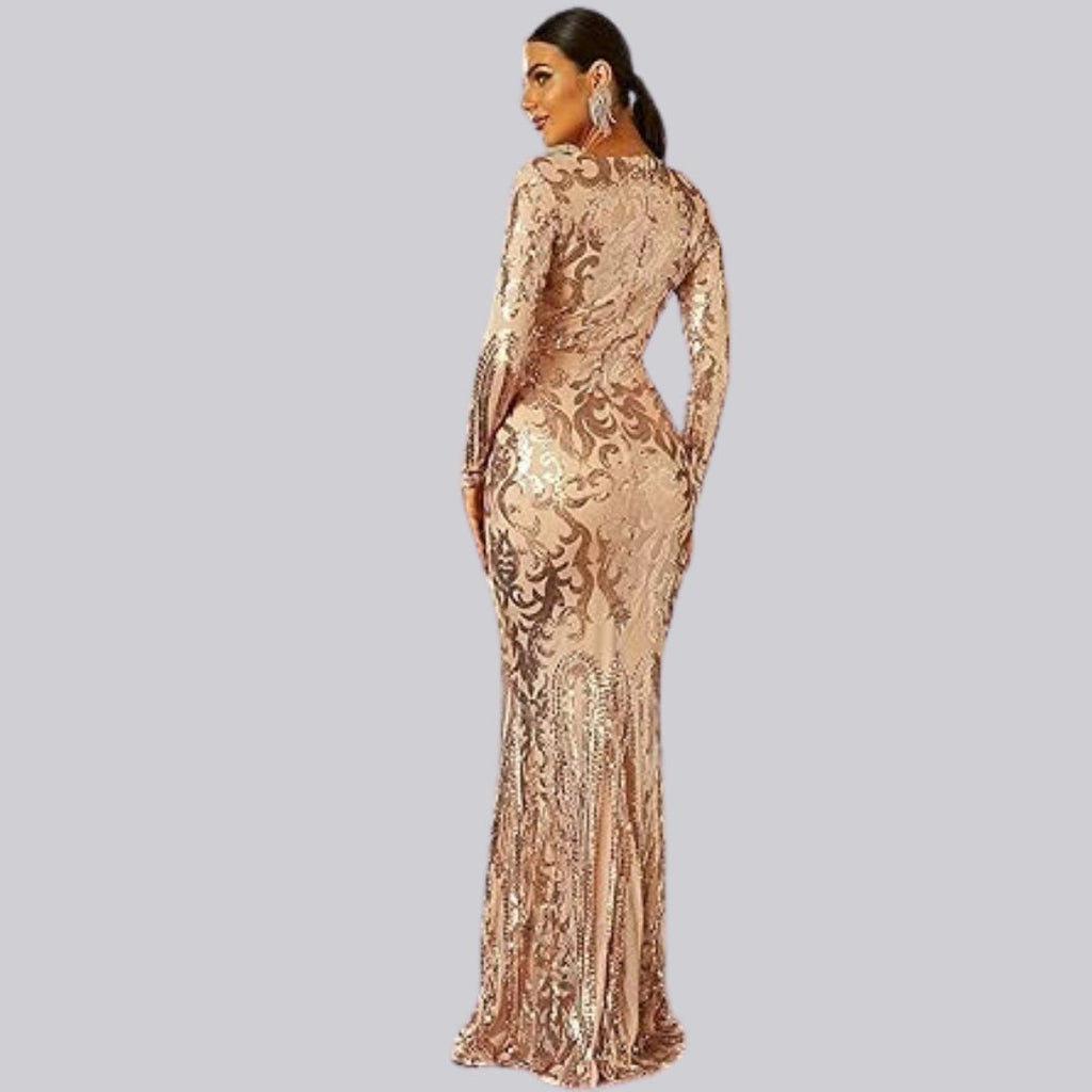 Valenzora | Evening dress with long sleeves and sequins