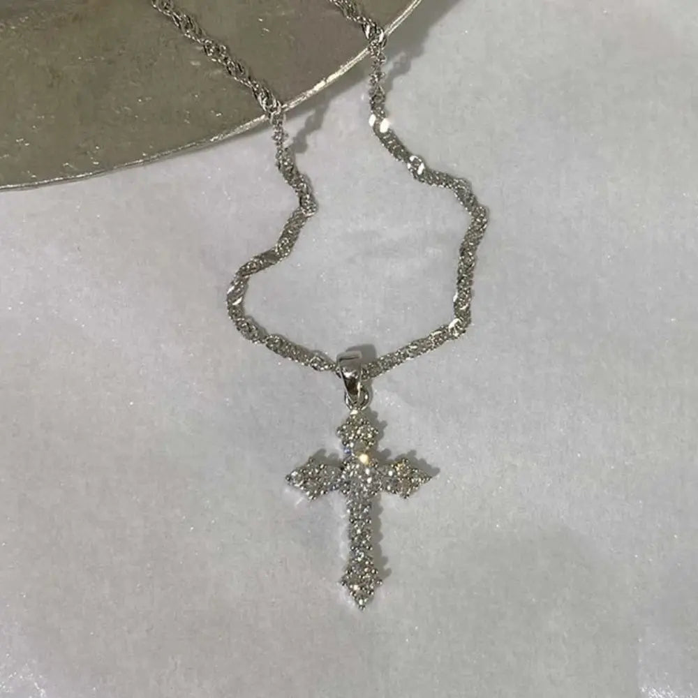 Valenzora | Crystal Zircon Cross Pendant Necklace for Women