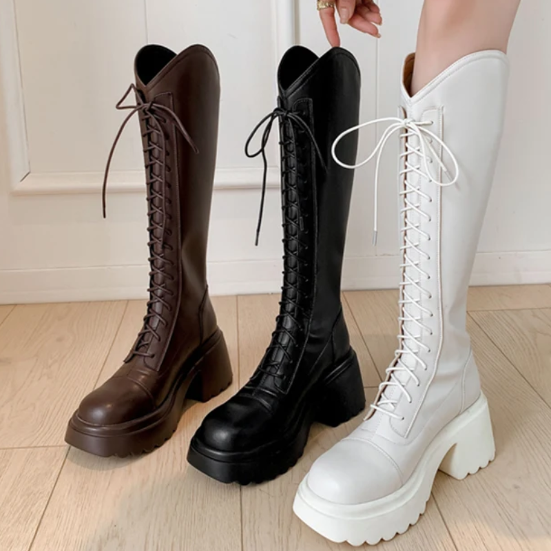Valenzora | High Boots Women's Boots with Laces and Sturdy Heel