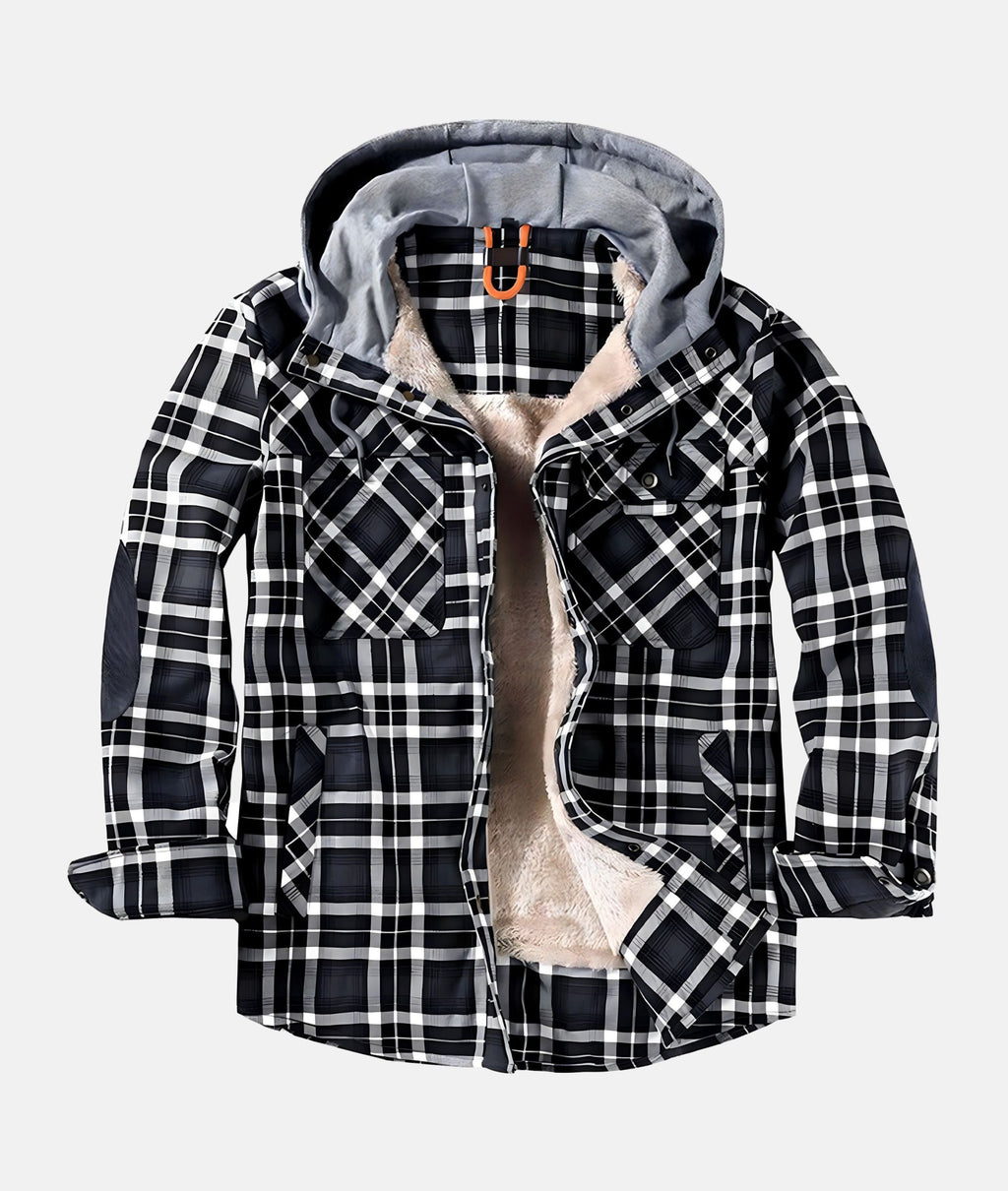 Valenzora | Checkered flannel jacket with hood and faux fur lining