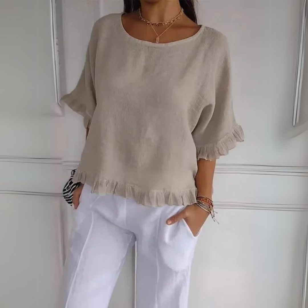 Valenzora | Linen shirt with ruffle
