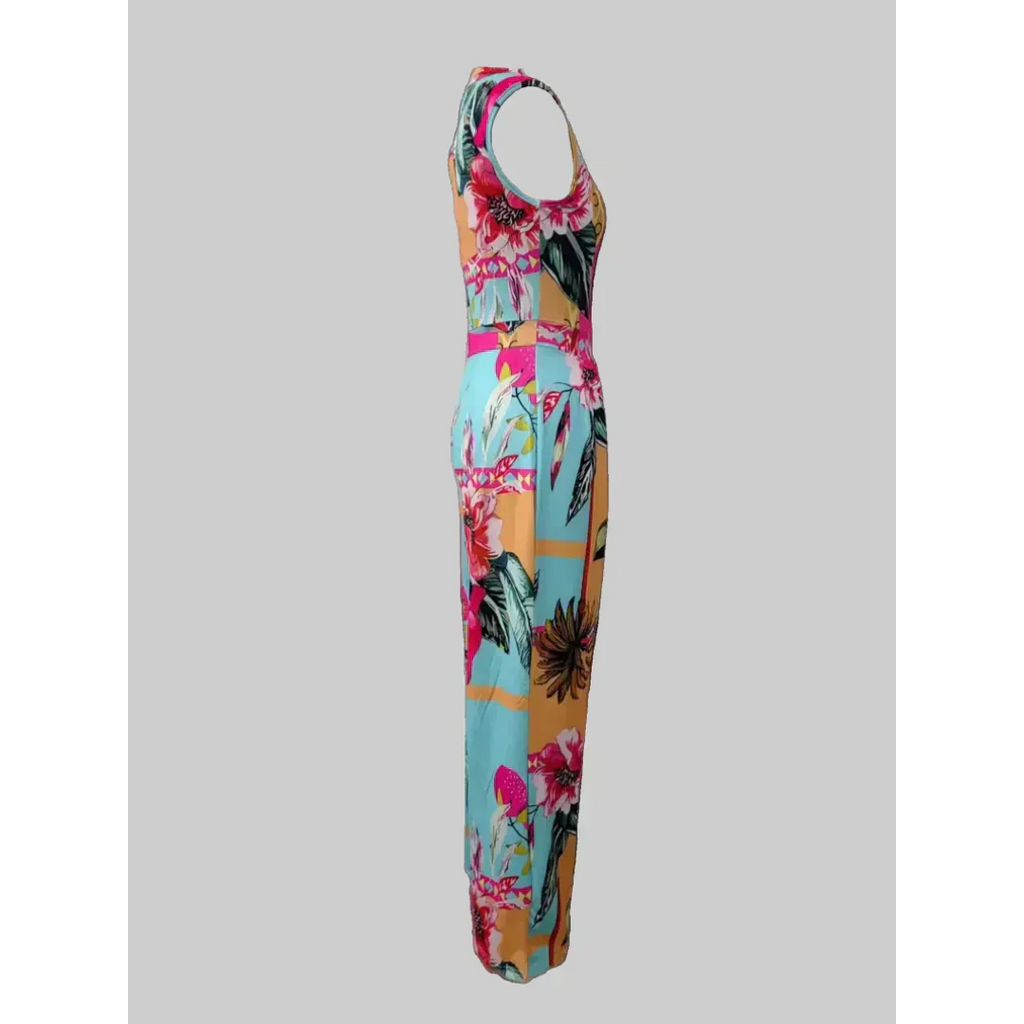Sleeveless jumpsuit - Boho - Floral print Wide leg