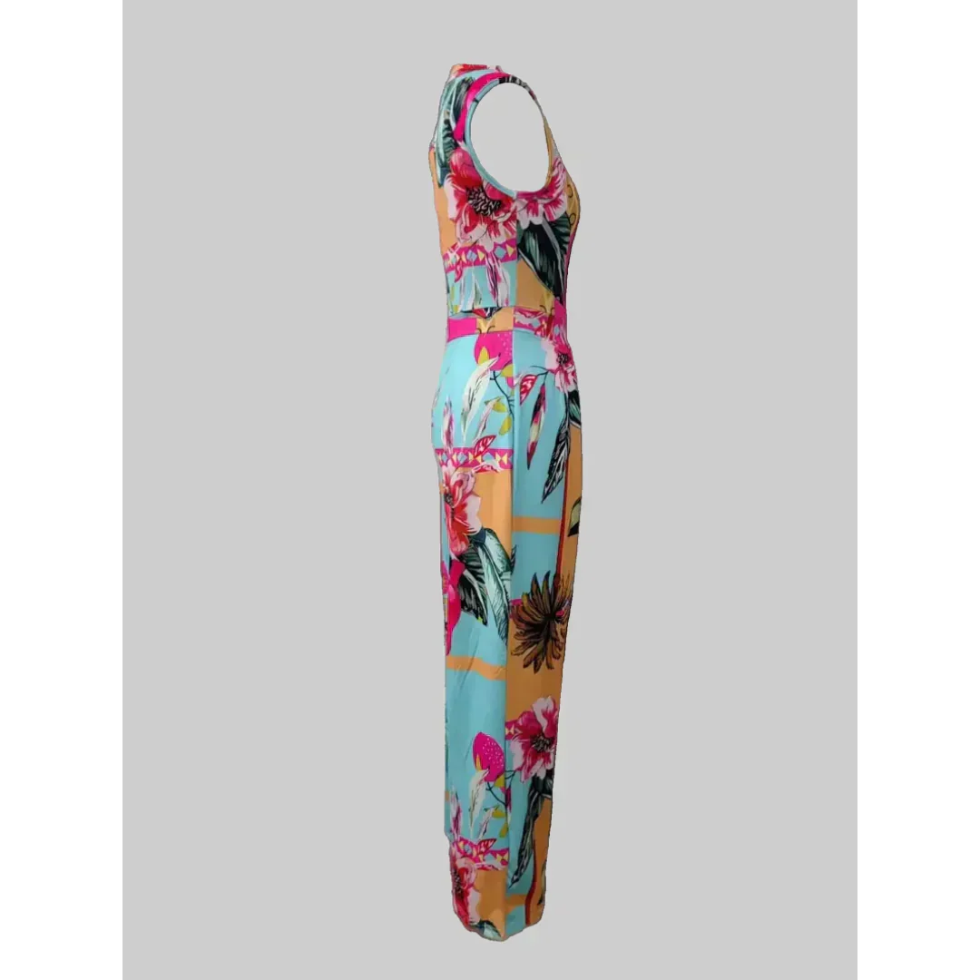 Sleeveless jumpsuit - Boho - Floral print Wide leg
