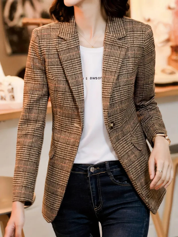 Valenzora | Karierter Blazer mit Revers und einem Knopf