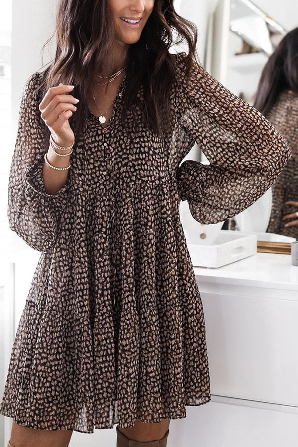 Valenzora | Dream Days Leopard Print Babydoll Mini Dress