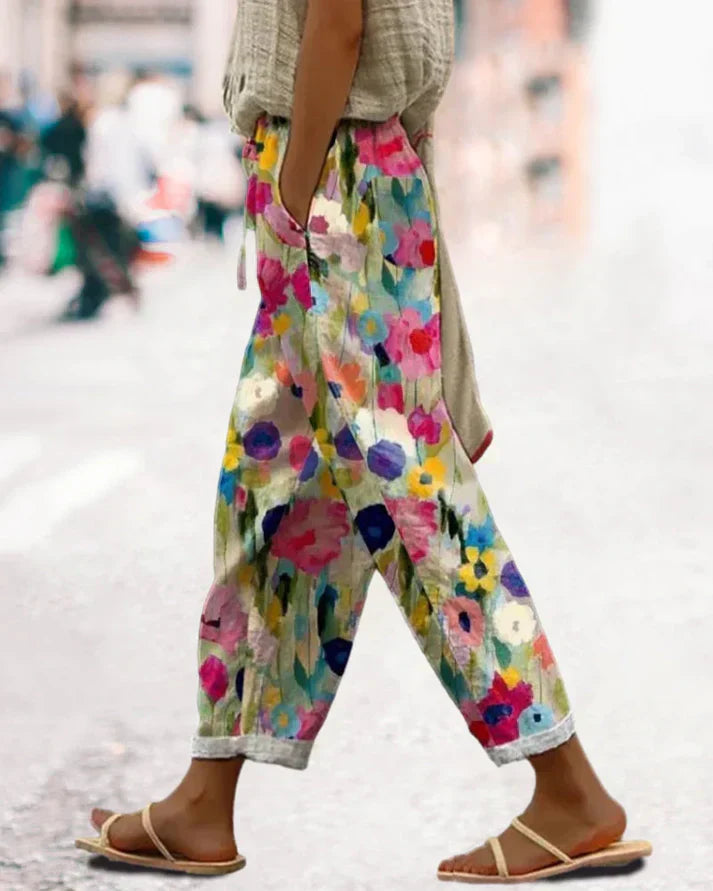 Valenzora | Floral Wide Leg Trousers for Women
