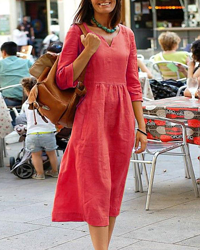 Valenzora | Elegant Linen Tunic Dress - Stylish linen dress for a sophisticated look
