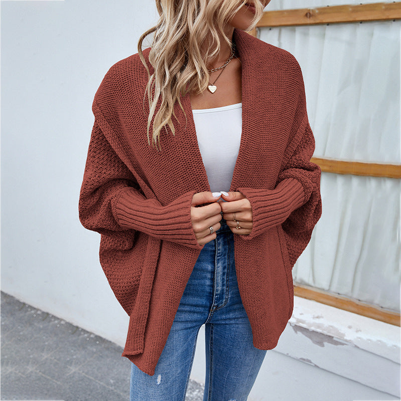 Valenzora | Strickjacke für Damen - Oversize-Passform mit großem Kragen und Fledermausärmeln