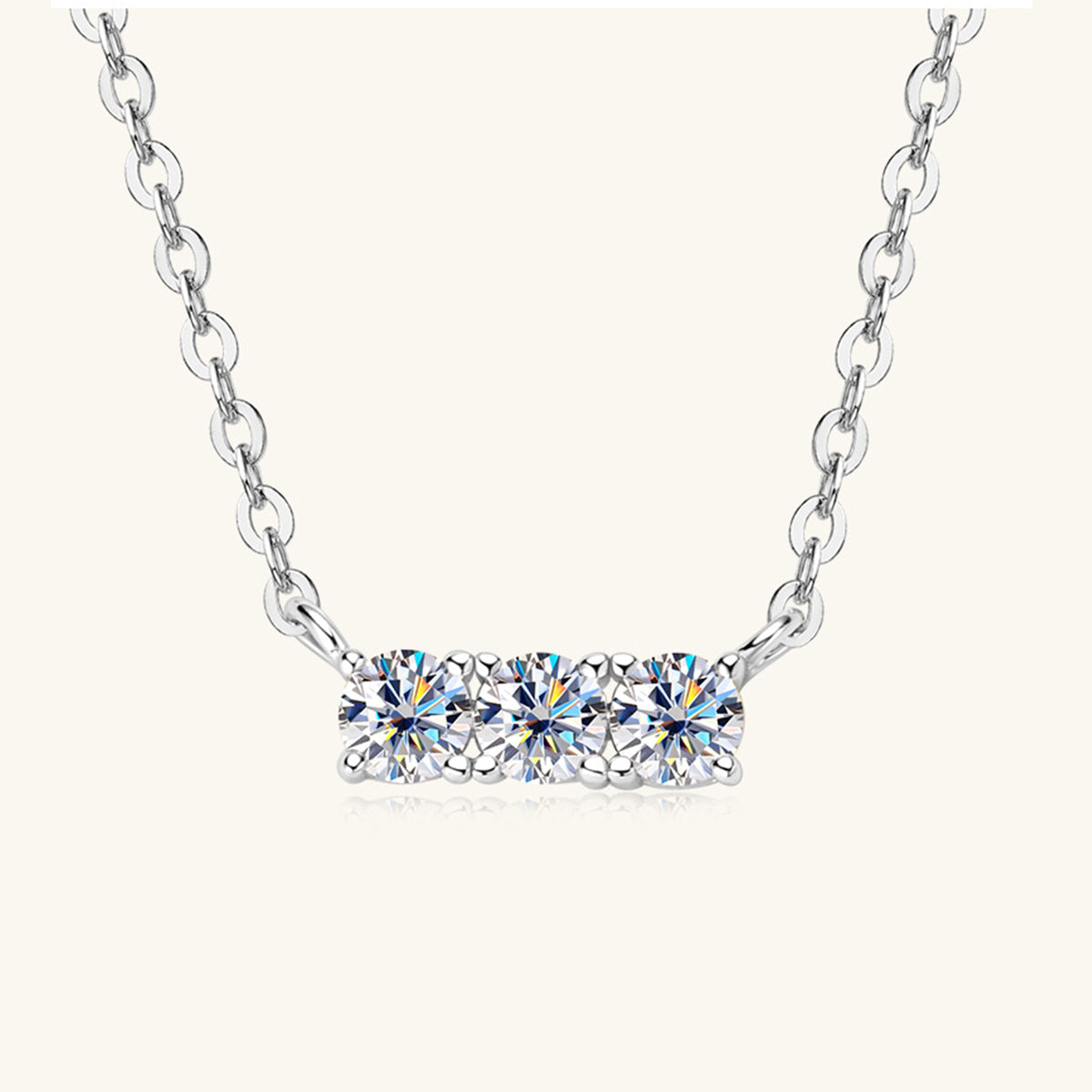 Valenzora | 925 Sterling Silver Inlaid Moissanite Bar Necklace