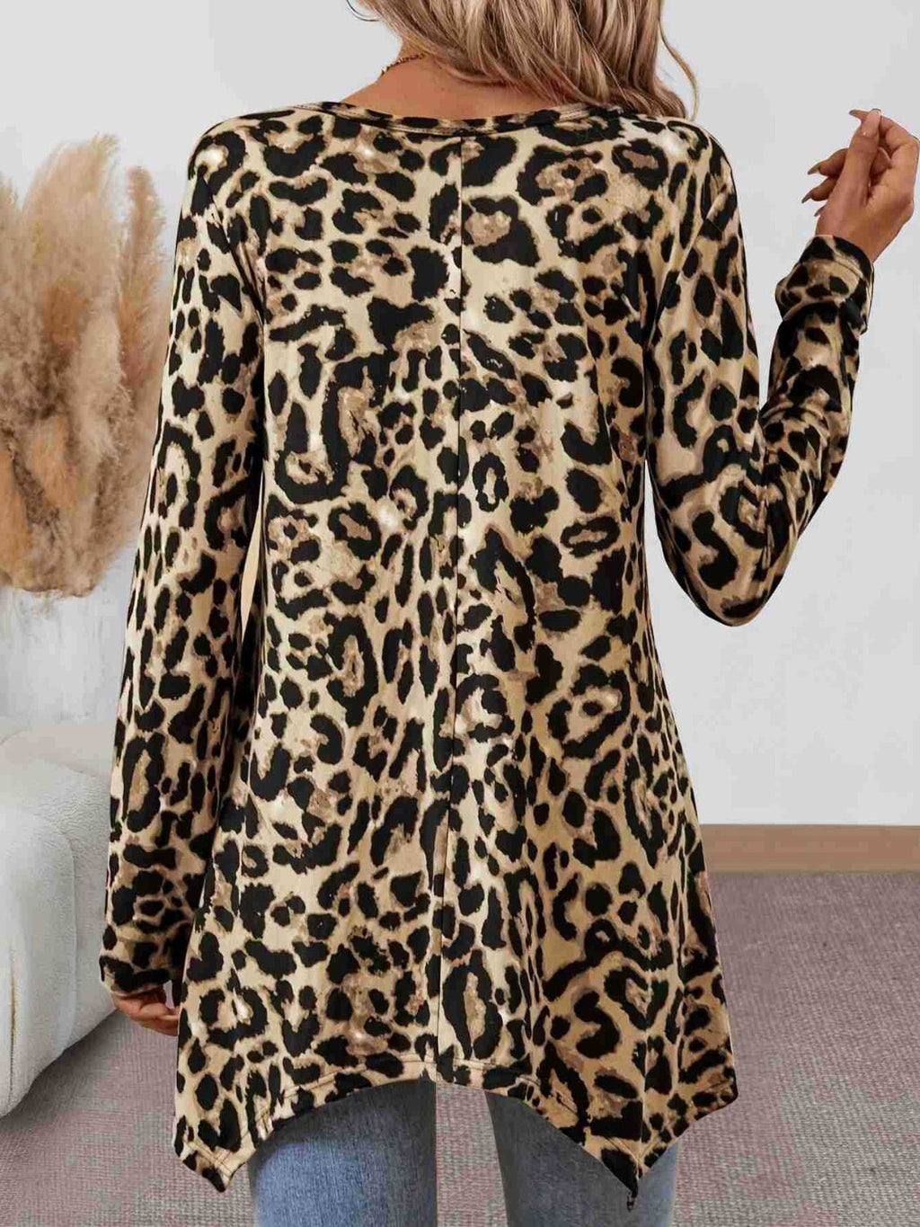 Valenzora | Langarm-T-Shirt mit Rundhalsausschnitt und Leopardenprint