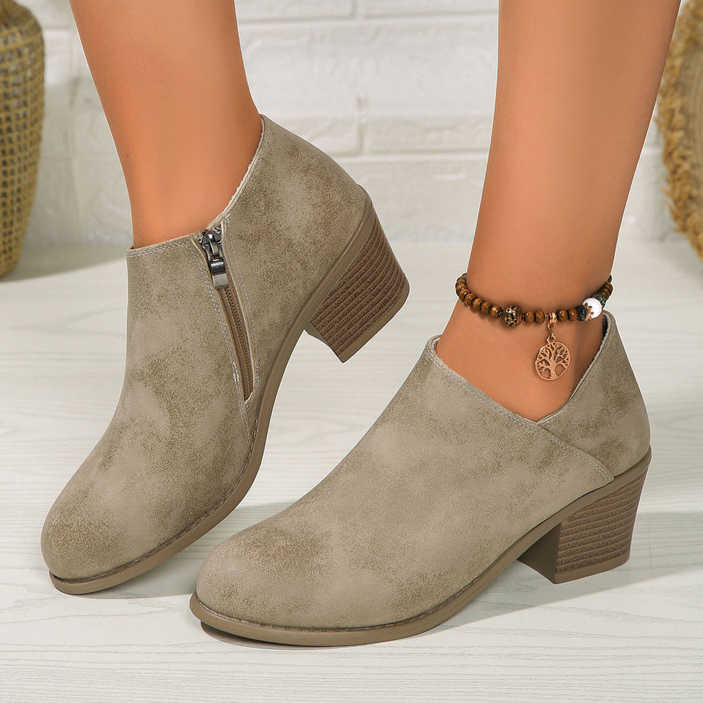 Valenzora | Ankle boots - Women's comfortable boots with block heel and zipper