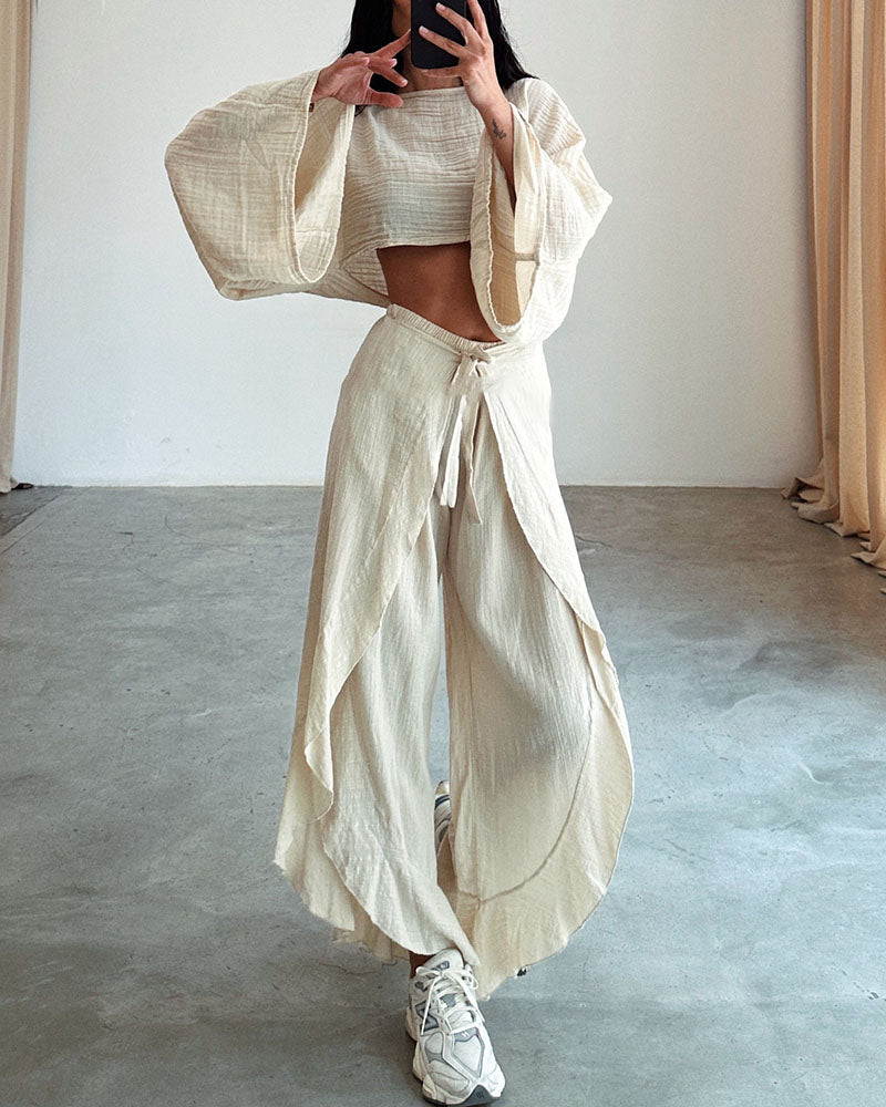 Valenzora | Slit Binding Cotton and Linen Two-Piece Set