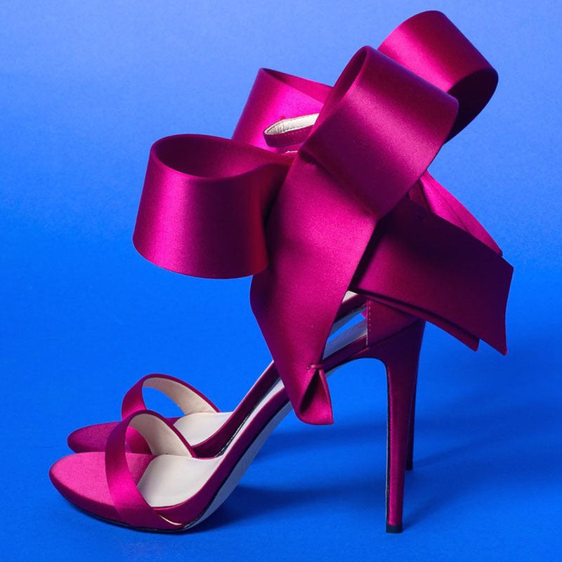 Valenzora | Summer Plus Size Bow Ankle Strap High Heel Sandals for Women