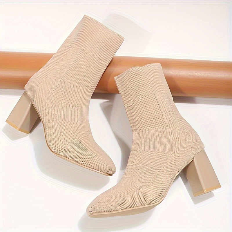 Valenzora | Knitted boots with mid-height shaft and block heel