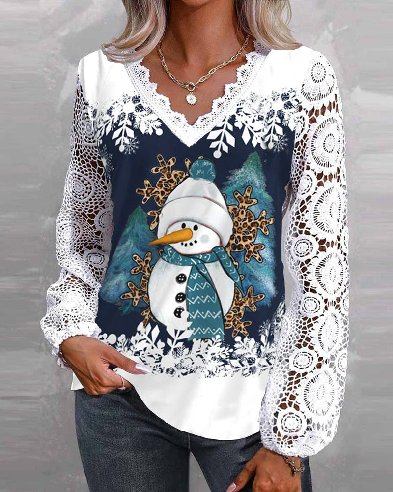 Valenzora | Christmas snowman pattern shirt
