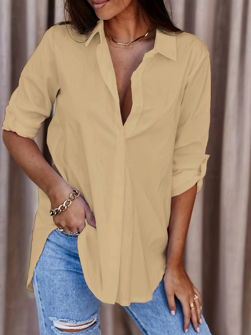 Valenzora | Solid, simple shirt with button placket at the front
