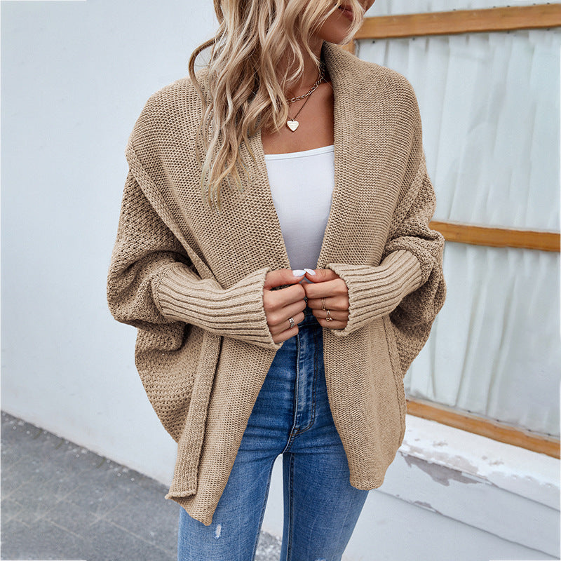Valenzora | Strickjacke für Damen - Oversize-Passform mit großem Kragen und Fledermausärmeln