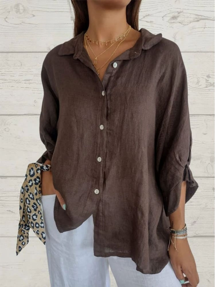 Valenzora | Elegant tie-strap cotton-linen shirt