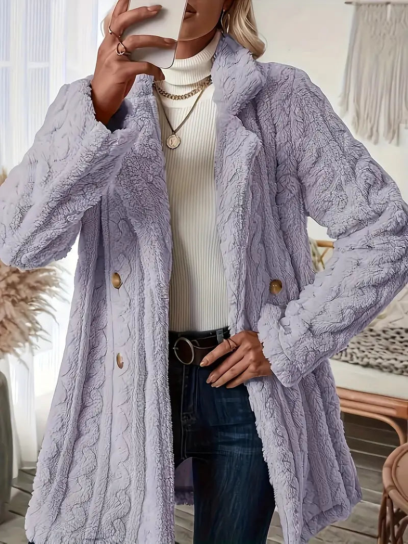 Valenzora | Soft, solid-color thermal coat with long sleeves