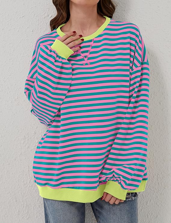 Oversized and striped sweater for women