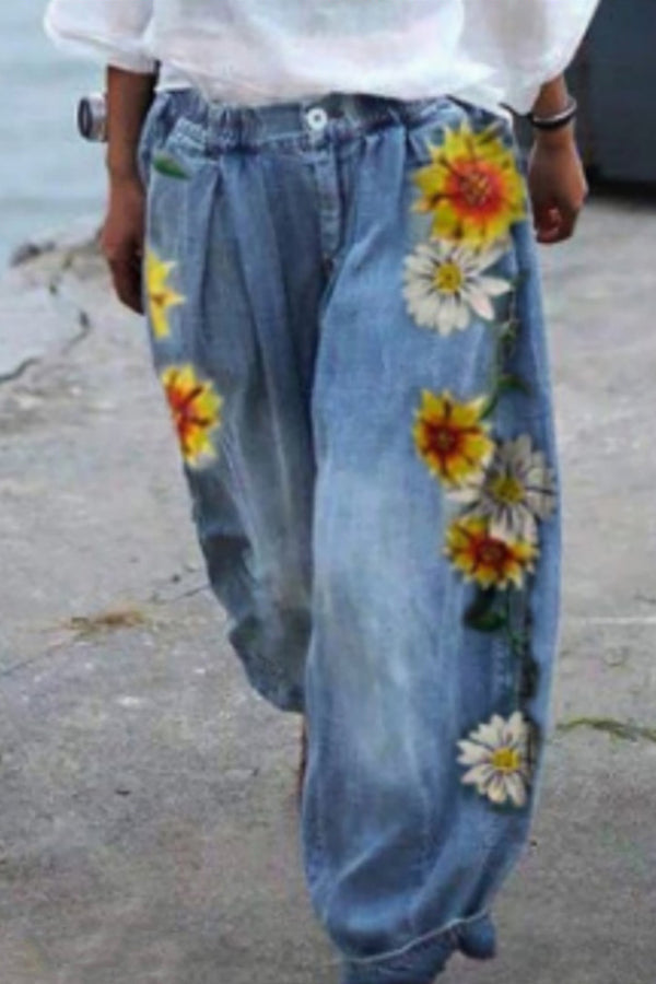 Valenzora | Bohemian Floral Printed Oversized Harem Pants