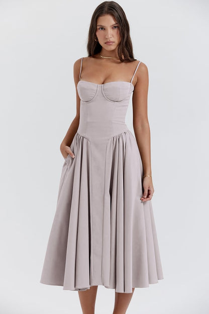 Valenzora | Sleeveless midi dress with a corset fit