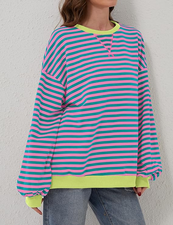 Oversized and striped sweater for women