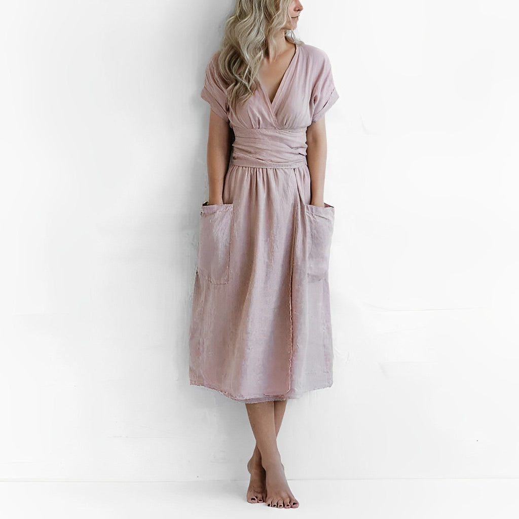 Valenzora - Knit dress with lacing and pockets