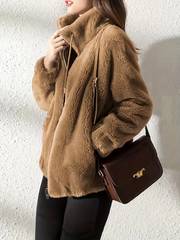 Teddy coat with drawstring