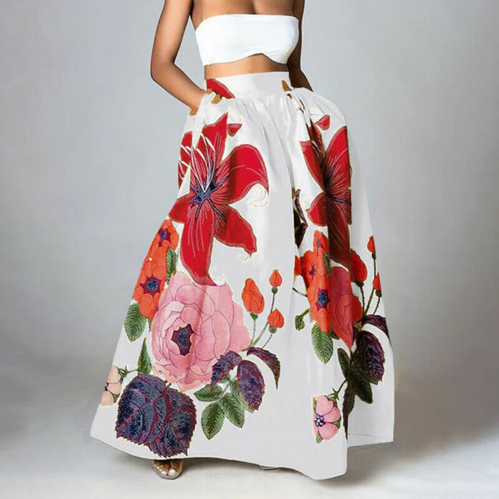 Valenzora | High-Waist-Rock für Damen, florales Muster & elegant