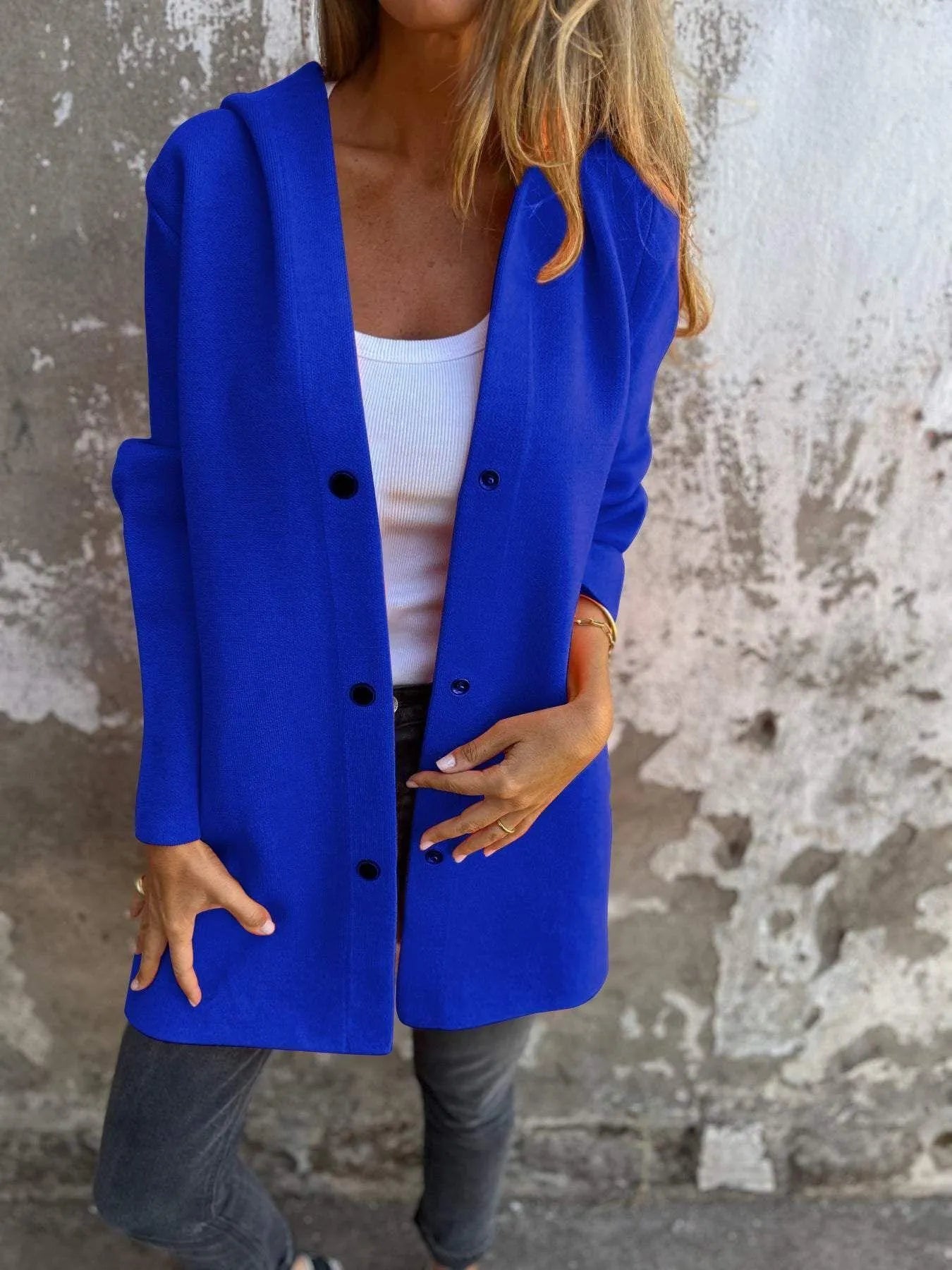 Valenzora | Lässige, einreihige Strickjacke mit Kapuze
