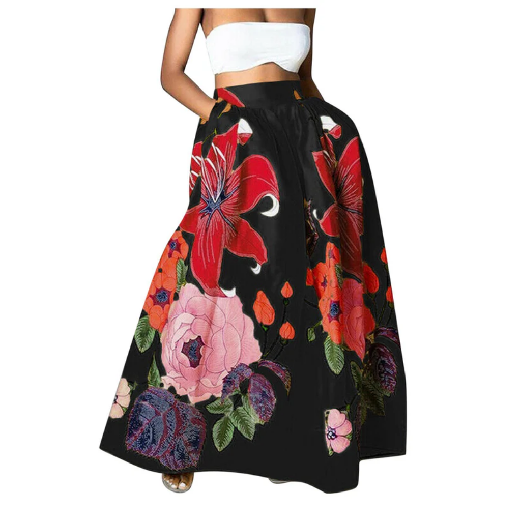 Valenzora | High-Waist-Rock für Damen, florales Muster & elegant
