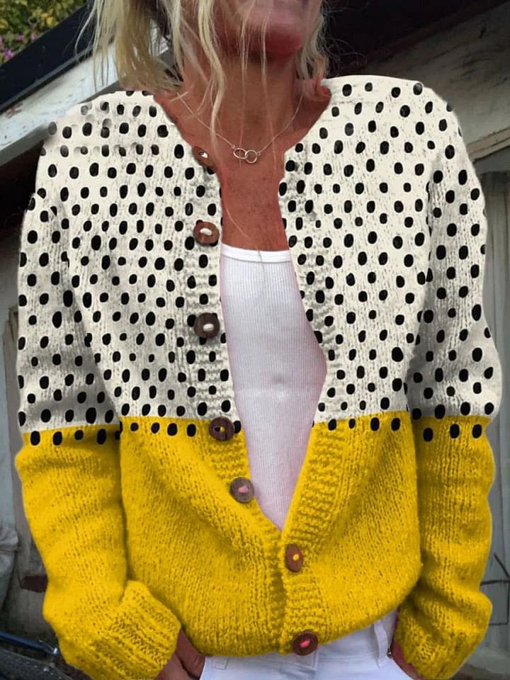 Valenzora | Bequemer Strickpullover mit Tupfenmuster