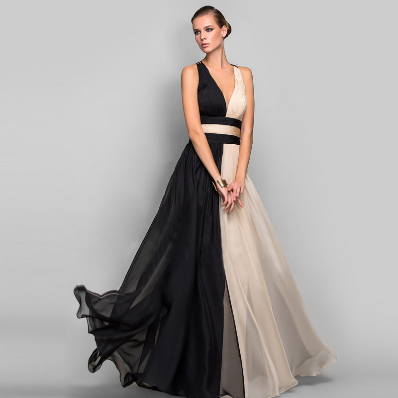 Valenzora | V-neck Sleeveless Color Block Dress