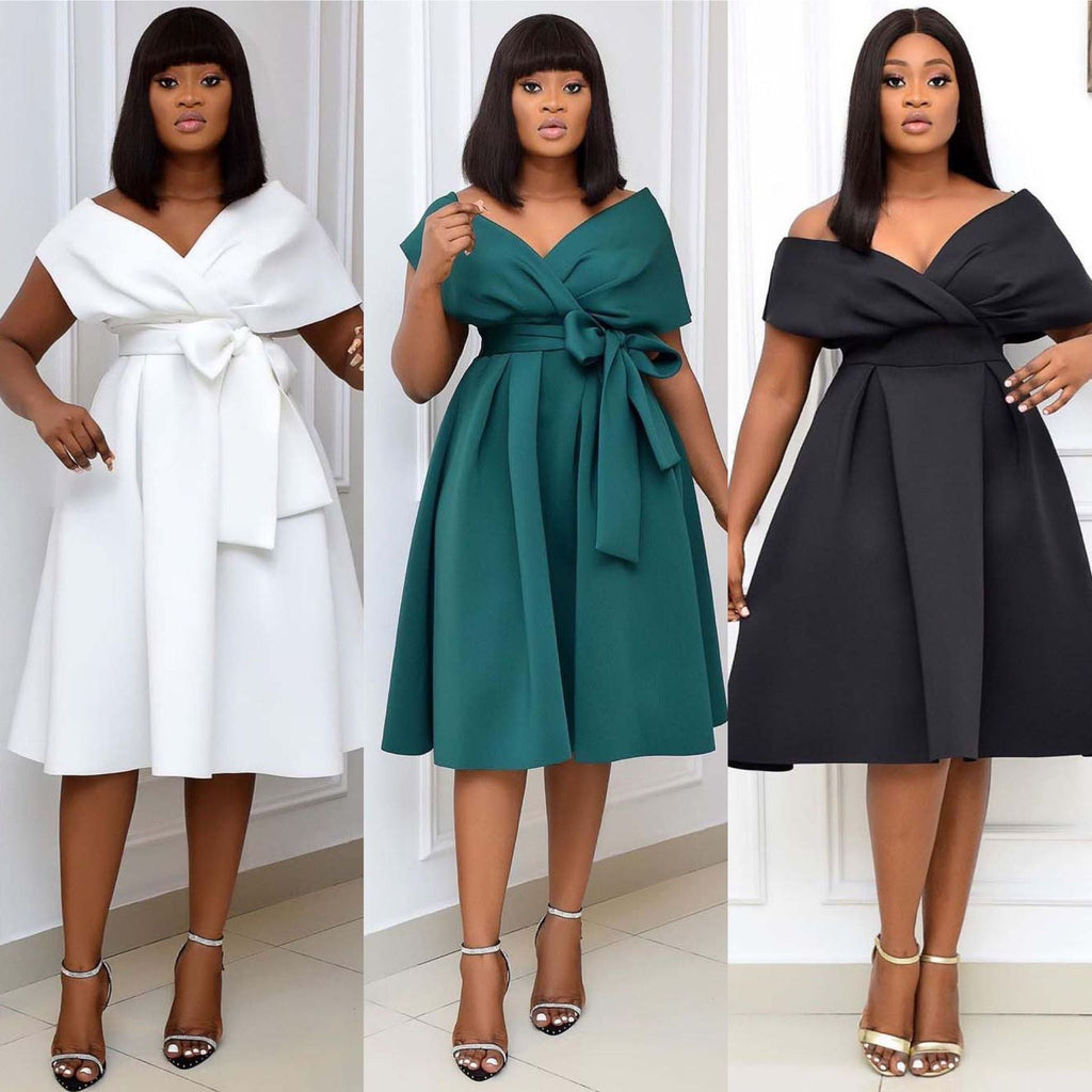 Valenzora | Elegant V-neck evening dress, slim fit
