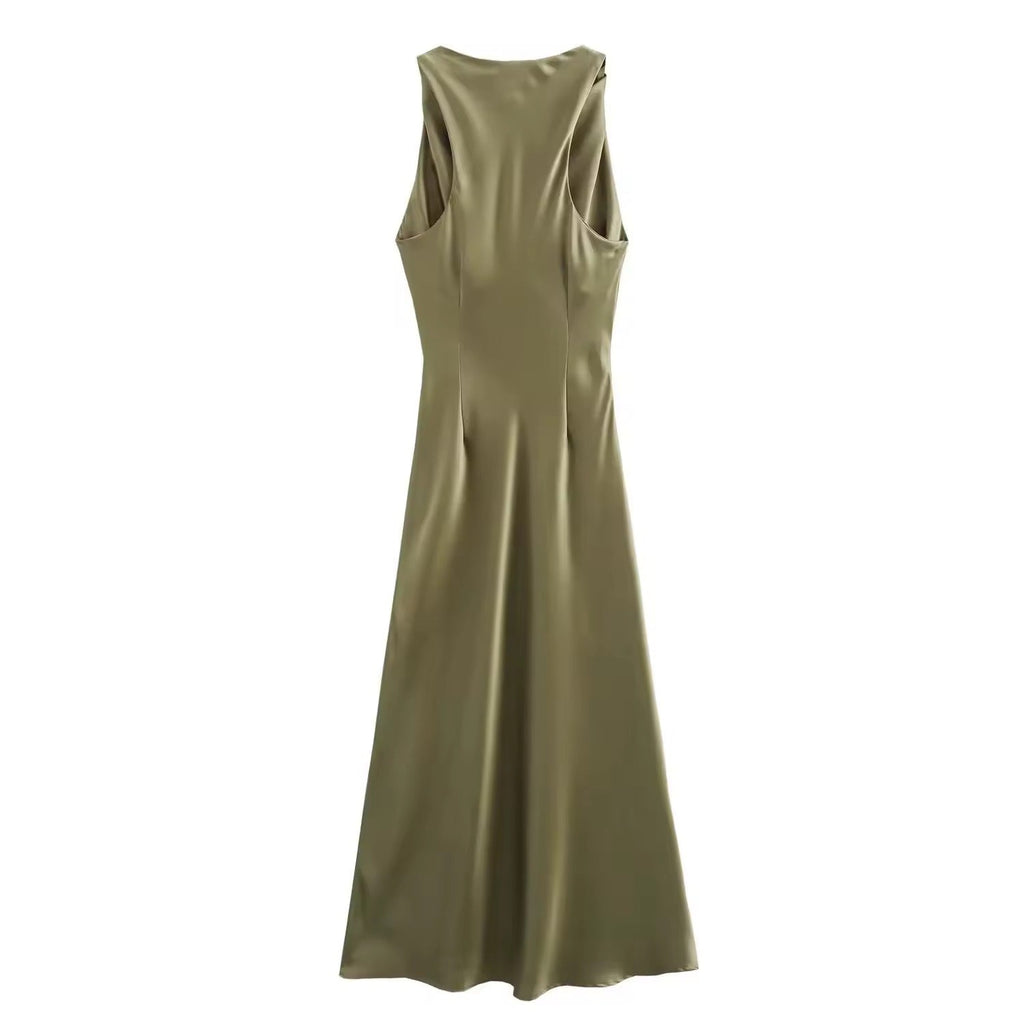 Valenzora | Satin Maxi Dress Elegant Draping