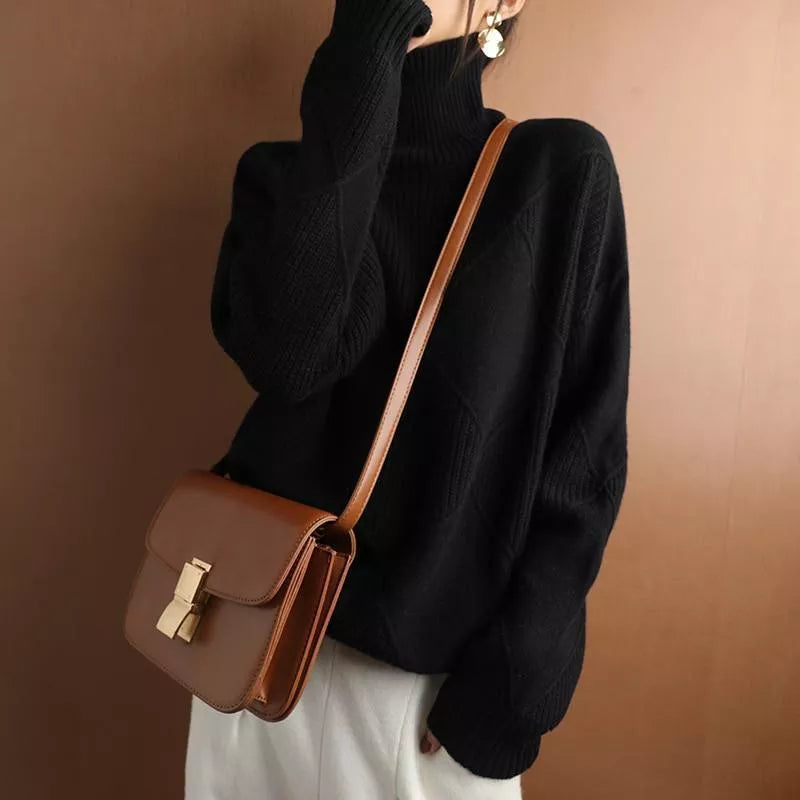 Comfortable, loose-fitting turtleneck sweater