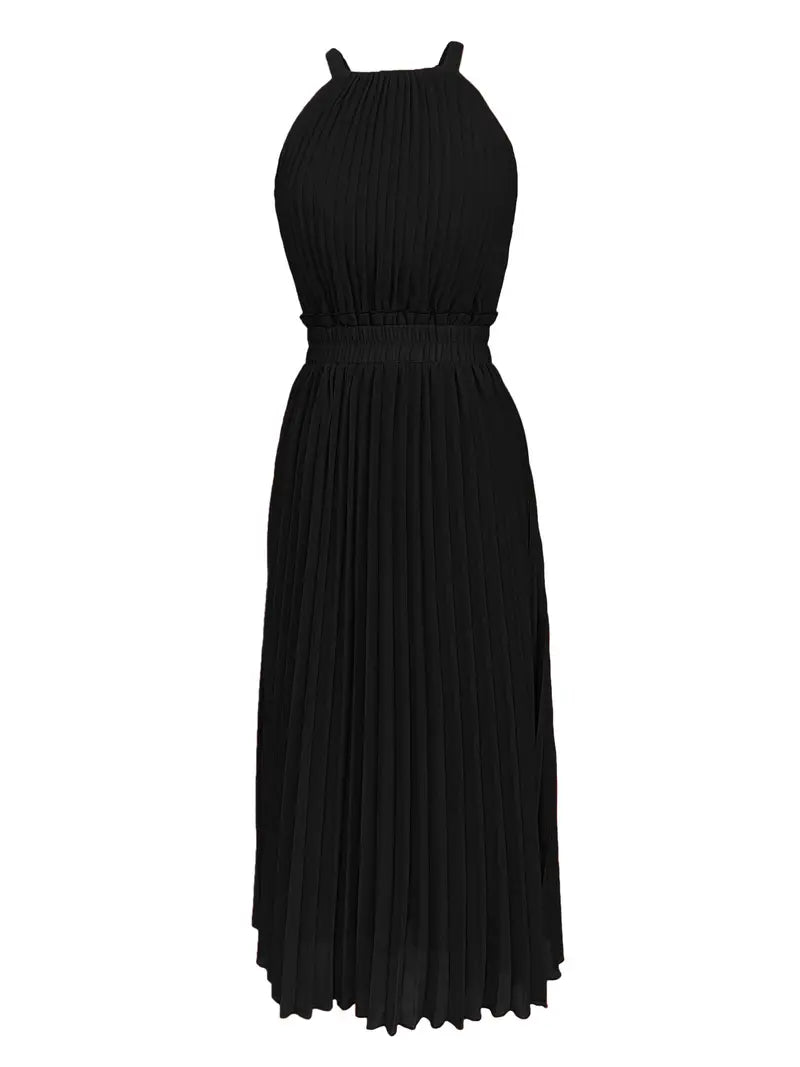 Valenzora | Elegantes sommerliches Midikleid mit Rundhalsausschnitt und geraffter Taille