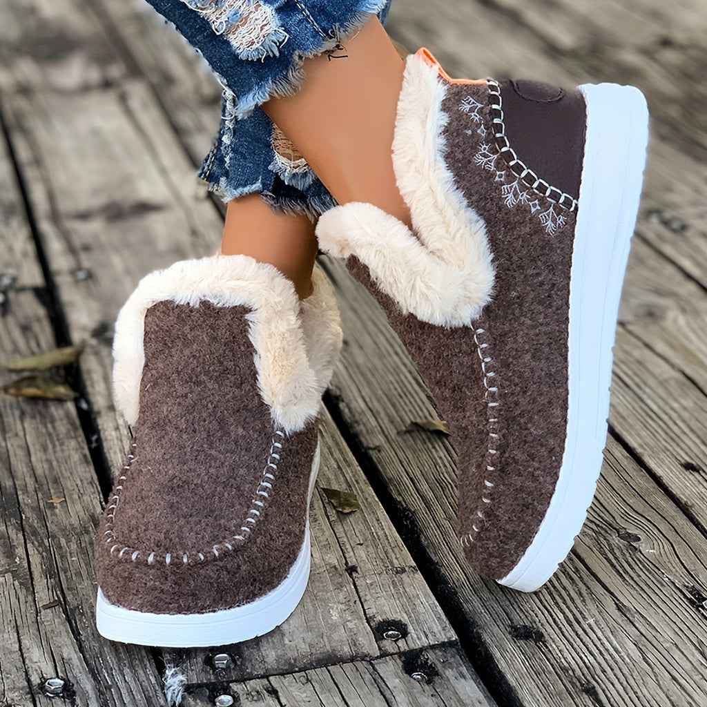 Valenzora | Cozy winter slippers for women: fleece lining, PU sole and soft fabric construction