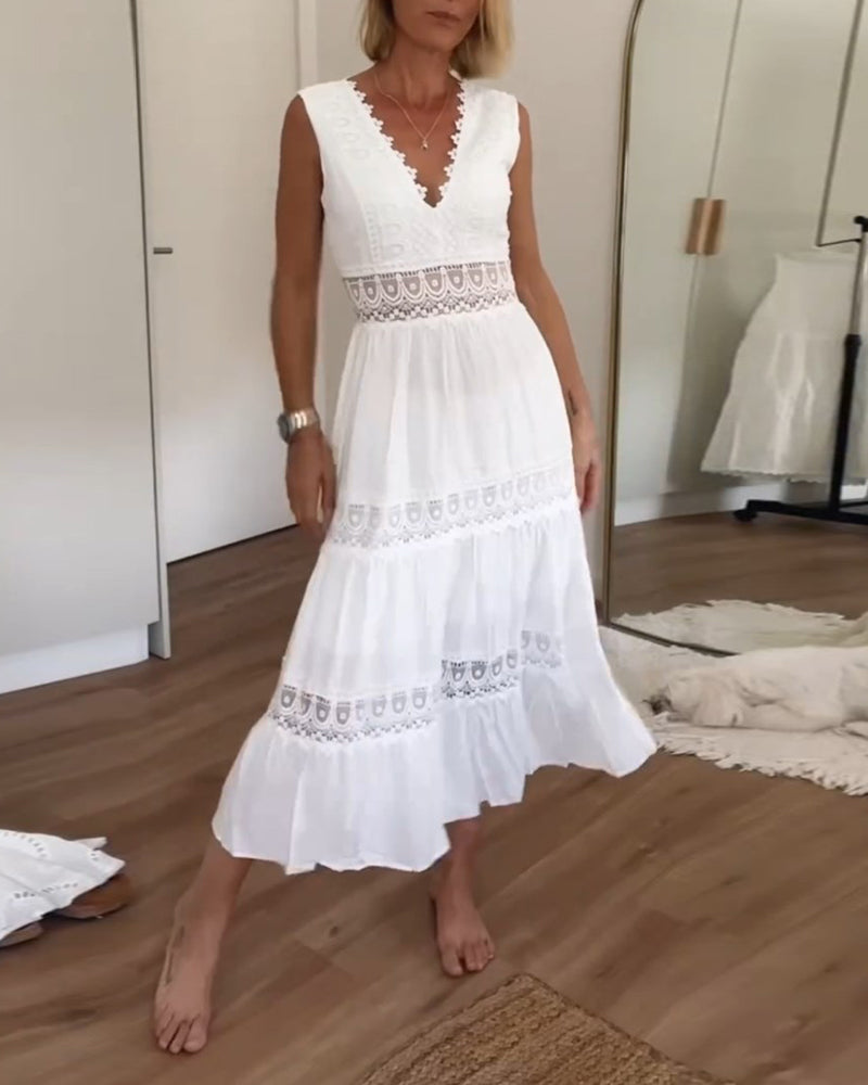 Valenzora | Sleeveless lace midi dress for women