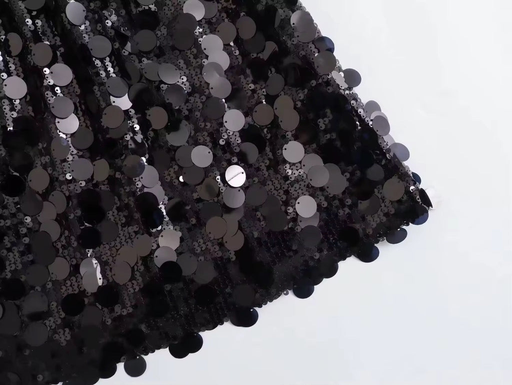 Valenzora | Silver sequin mini skirt