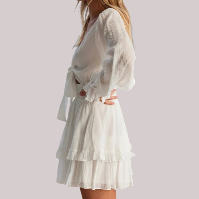 Valenzora | Wrap dress with ruffles and waistband