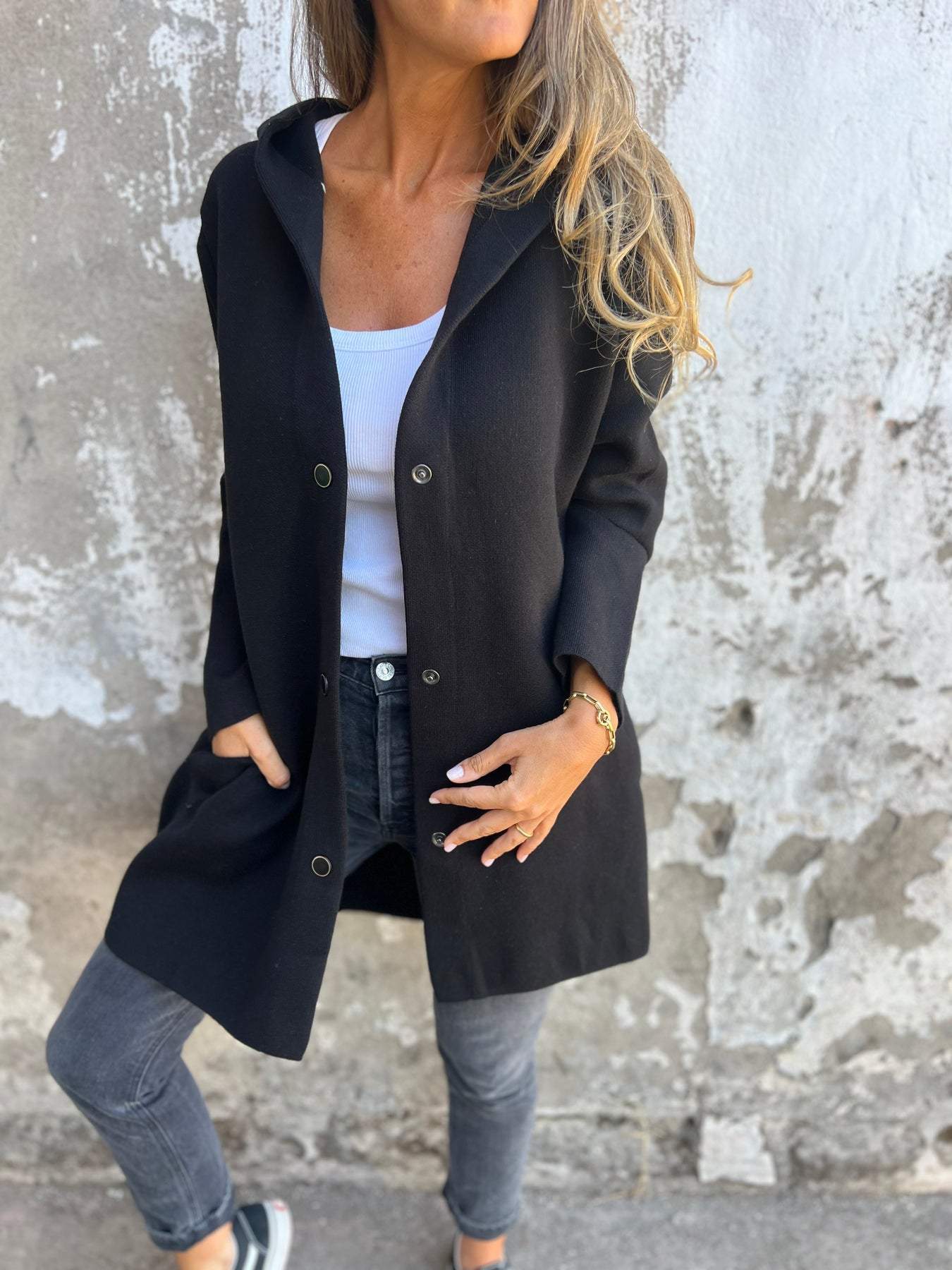 Valenzora - Casual single-breasted blazer with hood